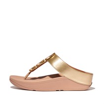 FitFlop Womens Halo Metallic Trim Toe Post Sandals Platino