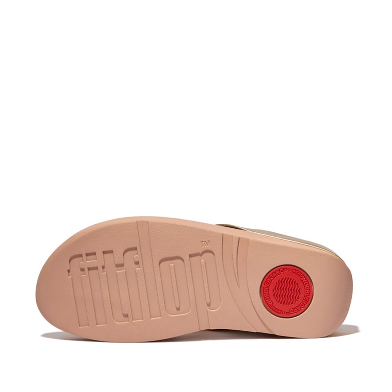 FitFlop Womens Halo Metallic Trim Toe Post Sandals Platino