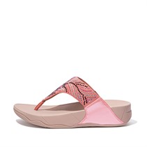FitFlop Womens Lulu Crystal Feather Wide Fit Toe Post Sandals Soft Pink