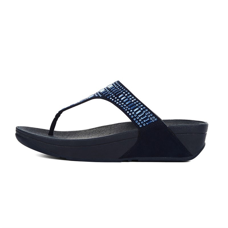 FitFlop Womens Incastone Toe Post Sandals Midnight Navy