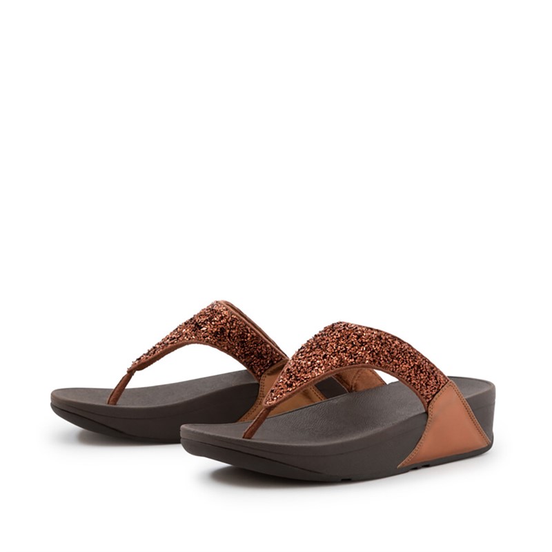 FitFlop Womens Lulu Shimmerfoil Toe Post Sandals Bronze
