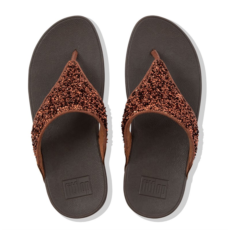 FitFlop Womens Lulu Shimmerfoil Toe Post Sandals Bronze