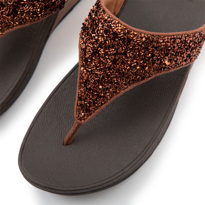 FitFlop Womens Lulu Shimmerfoil Toe Post Sandals Bronze
