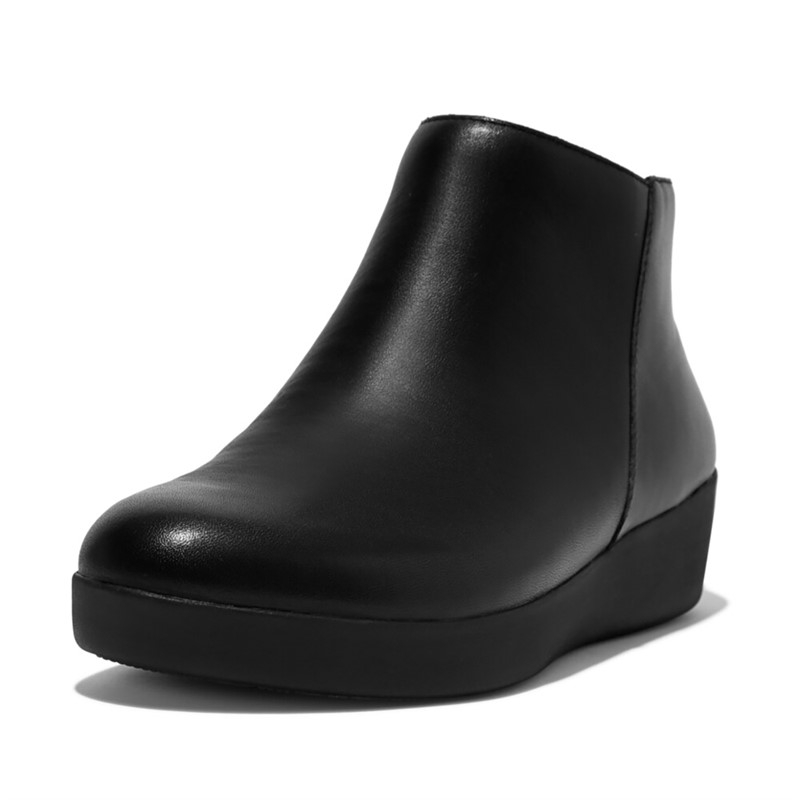 FitFlop Womens Sumi Leather Ankle Boots All Black