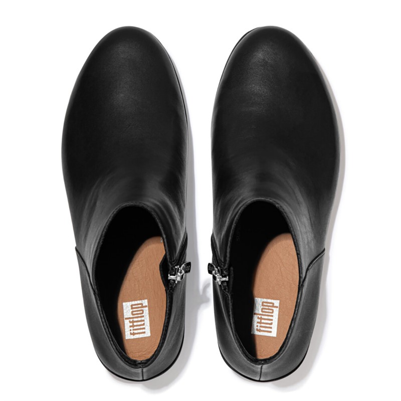 FitFlop Womens Sumi Leather Ankle Boots All Black