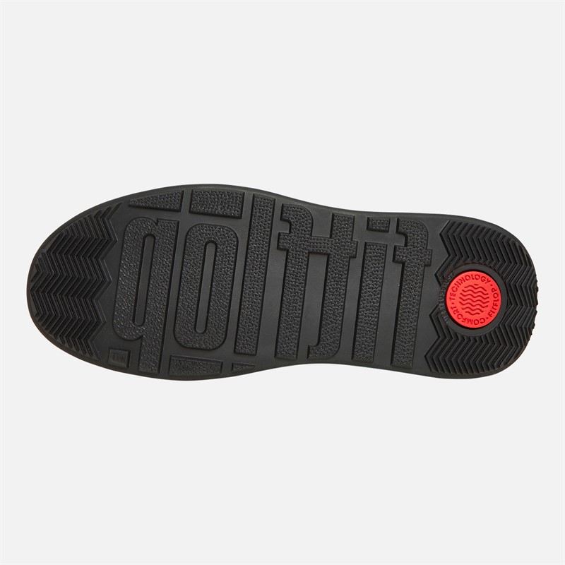 FitFlop Womens F-Mode Leather Lace-Up Flatform Ankle Boots All Black