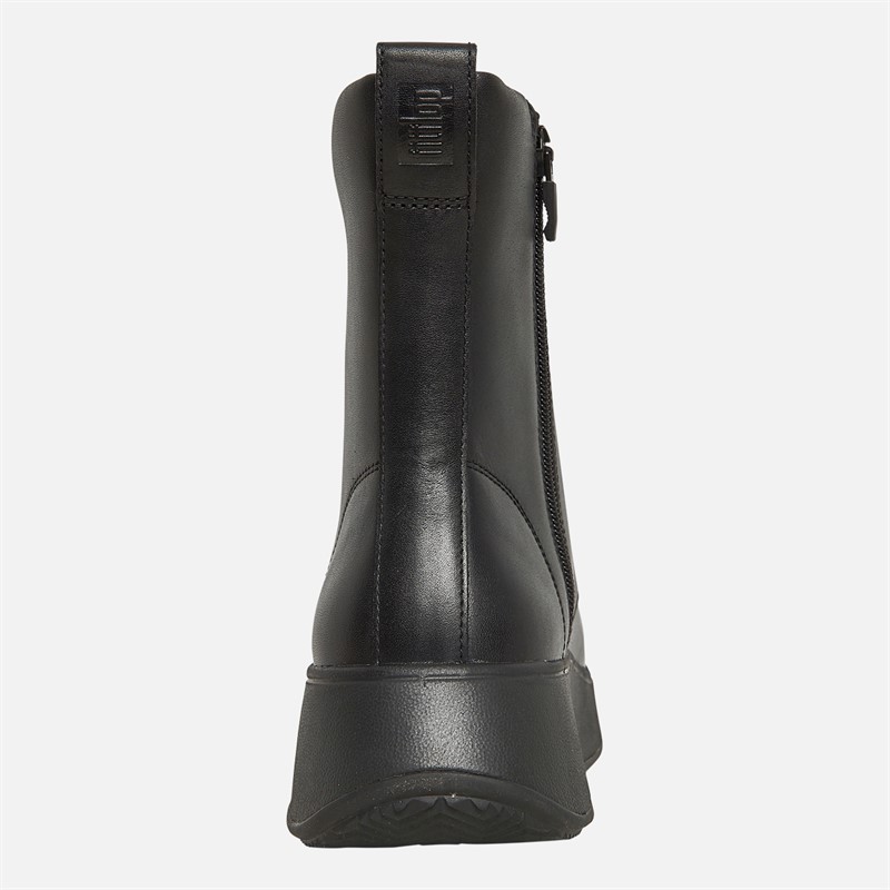 FitFlop Womens F-Mode Leather Lace-Up Flatform Ankle Boots All Black