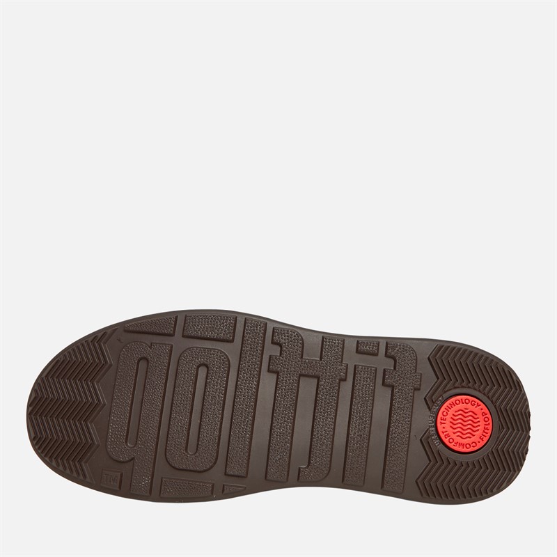 FitFlop Womens F-Mode Leather Flatform Zip Ankle Boots Chocolate Brown