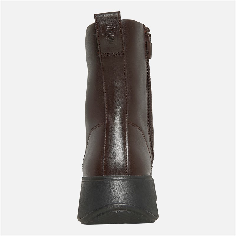 FitFlop Womens F-Mode Leather Lace-Up Flatform Ankle Boots Chocolate Brown