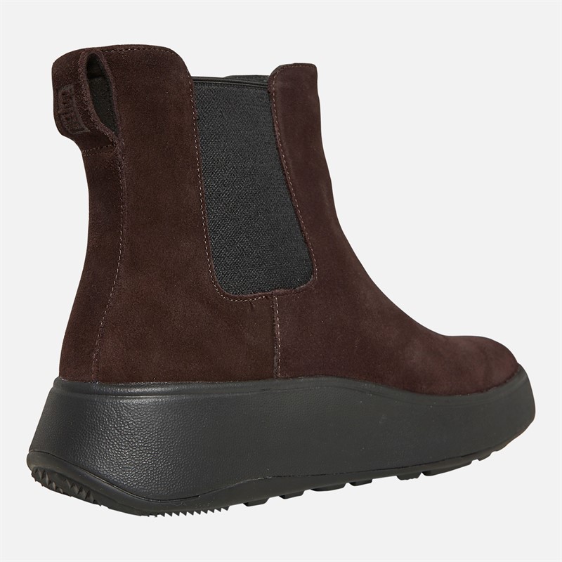 FitFlop Womens F-Mode Suede Flatform Chelsea Boots Chocolate Brown