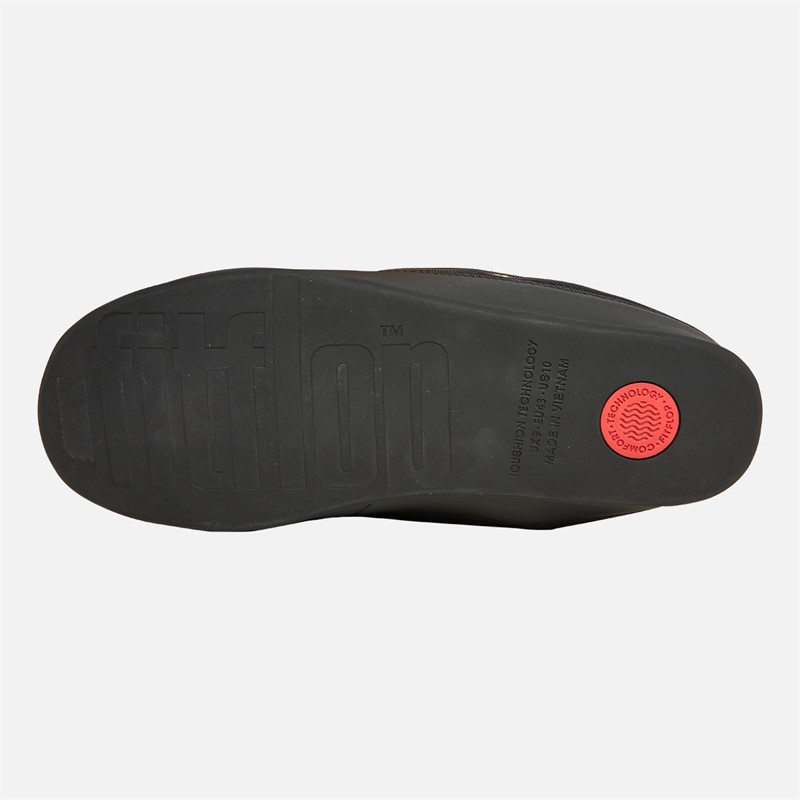 FitFlop Mens Shove Padded Performance-Fabric Slippers All Black