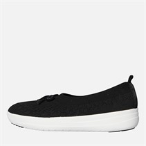 FitFlop Womens Uberknit Slip-On Ballerina Shoes With Bow Black