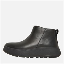FitFlop Womens F-Mode Leather Flatform Zip Ankle Boots All Black