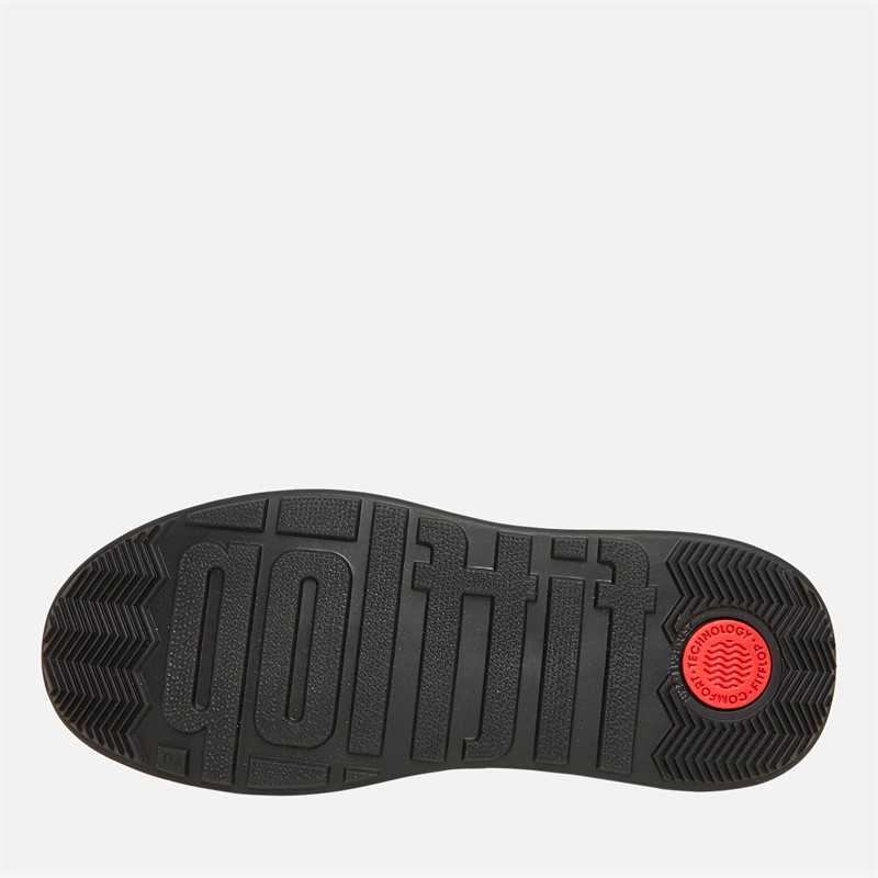 FitFlop Womens F-Mode Leather Flatform Zip Ankle Boots All Black