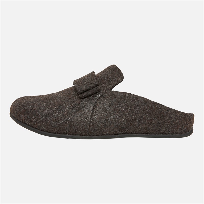 FitFlop Womens Chrissie II Haus E01 Bow Felt Slippers All Black
