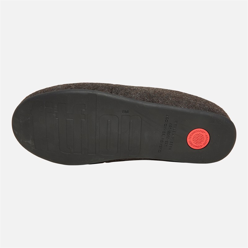 FitFlop Womens Chrissie II Haus E01 Bow Felt Slippers All Black