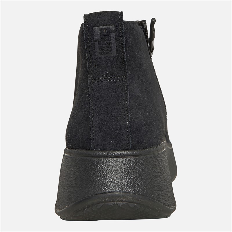 FitFlop Womens F-Mode Suede Flatform Zip Ankle Boots All Black