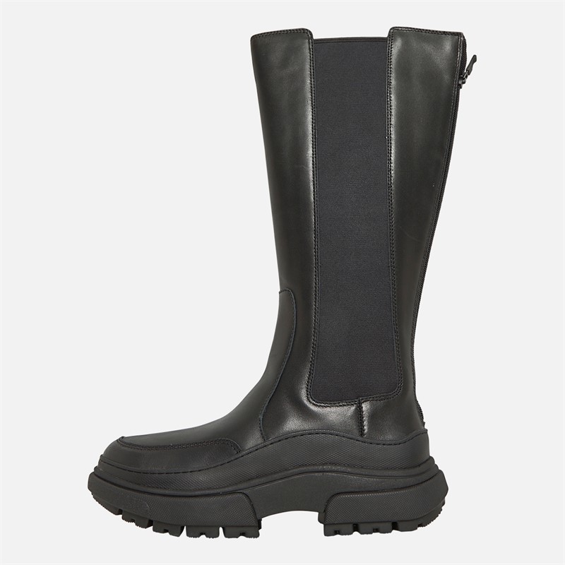 FitFlop Womens Wylder Leather Tall Chelsea Boots Black - Size 4