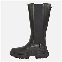 FitFlop Womens Wylder Leather Tall Chelsea Boots Black