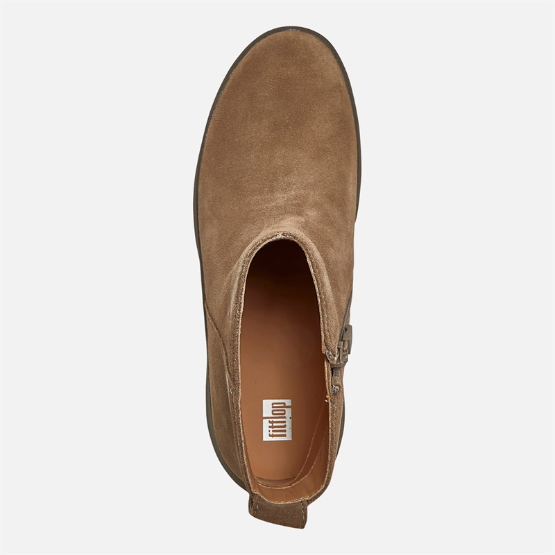 FitFlop Womens F-Mode Suede Flatform Zip Ankle Boots Minky Grey