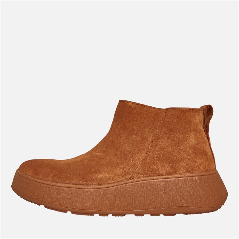 FitFlop Womens F-Mode Suede Flatform Zip Ankle Boots Light Tan
