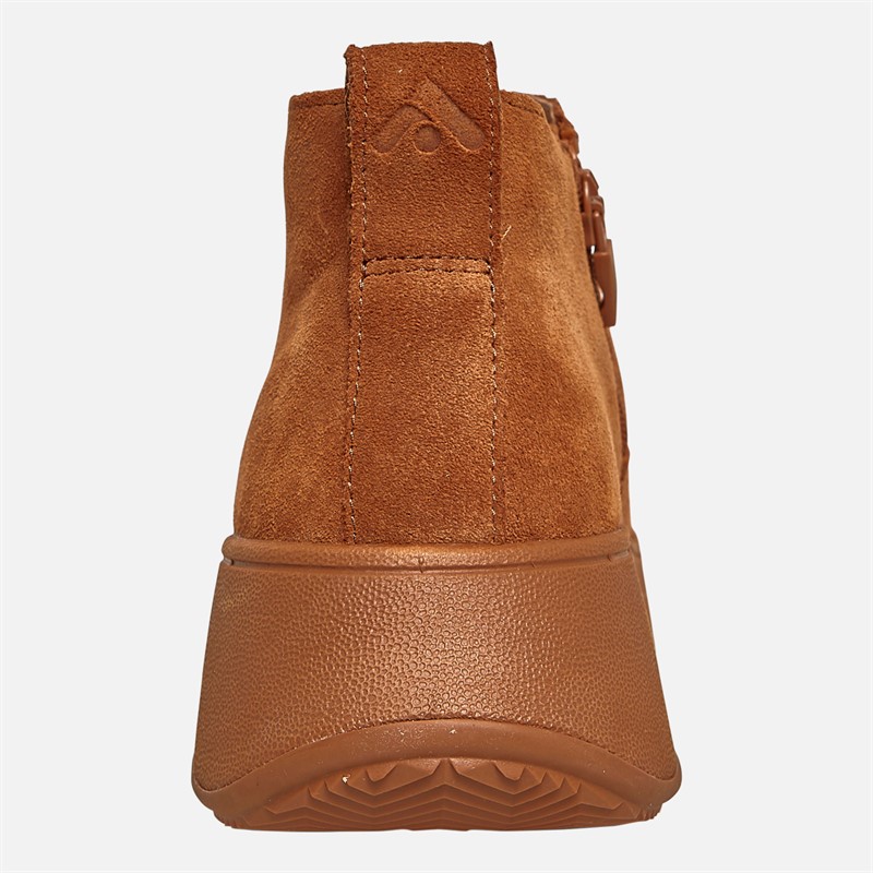 FitFlop Womens F-Mode Suede Flatform Zip Ankle Boots Light Tan