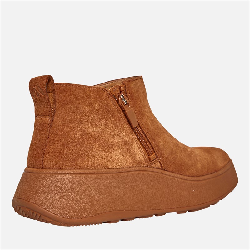 FitFlop Womens F-Mode Suede Flatform Zip Ankle Boots Light Tan