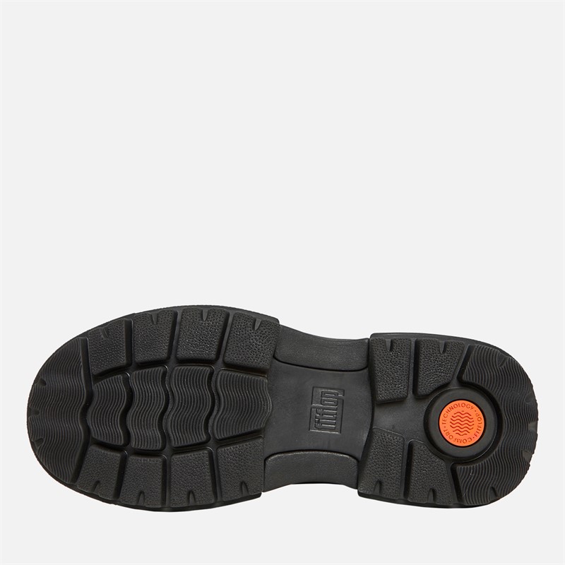 FitFlop Womens Wylder Leather Hiker-Lace Boots Black