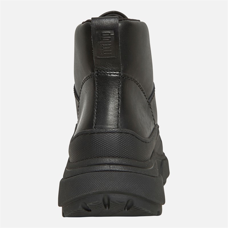 FitFlop Womens Wylder Leather Hiker-Lace Boots Black