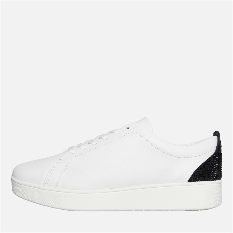FitFlop Womens Rally Crystal Back Tab Trainers Urban White/Black