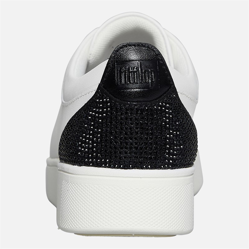 FitFlop Womens Rally Crystal Back Tab Trainers Urban White/Black
