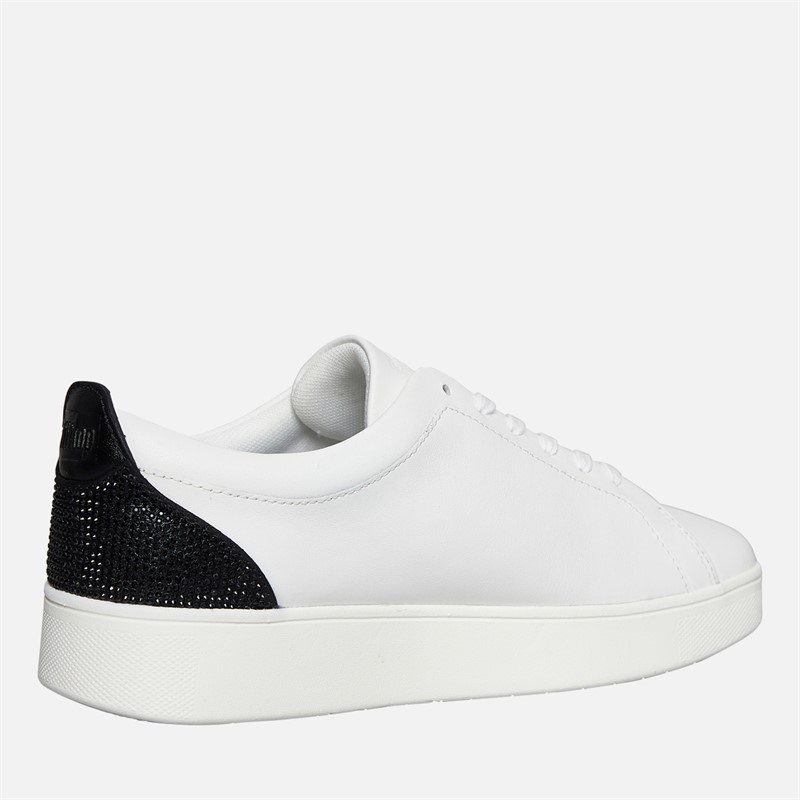 FitFlop Womens Rally Crystal Back Tab Trainers Urban White/Black