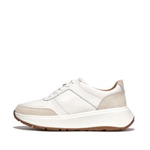 FitFlop Womens F-Mode Leather/Suede Flatform Trainers Urban White
