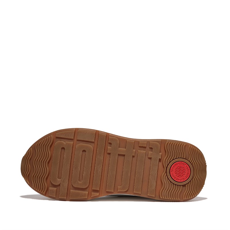 FitFlop Womens F-Mode Leather/Suede Flatform Trainers Urban White