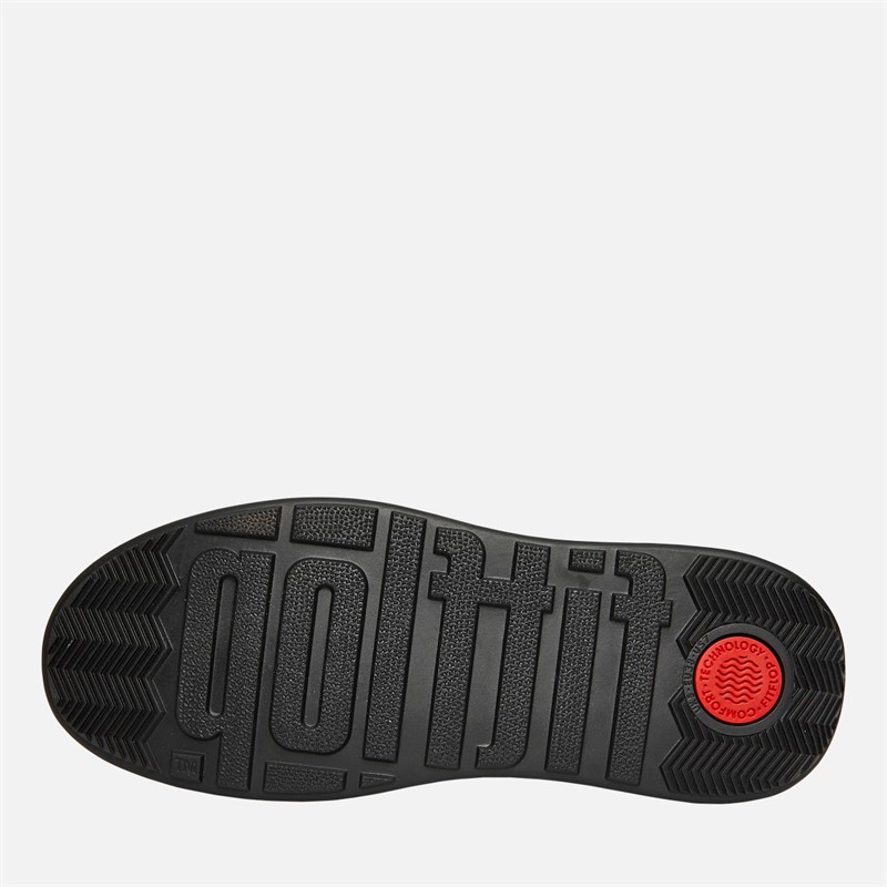 FitFlop Womens F-Mode Folded-Knot Leather Flatform Chelsea Boots Black