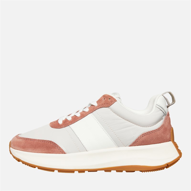 FitFlop Womens F-Mode Flow Fabric/Suede/Leather Flatform Trainers Dusky Pink Mix - Size 7