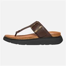 FitFlop Mens Gen-FF Buckle Leather Toe-Post Sandals Chocolate Brown