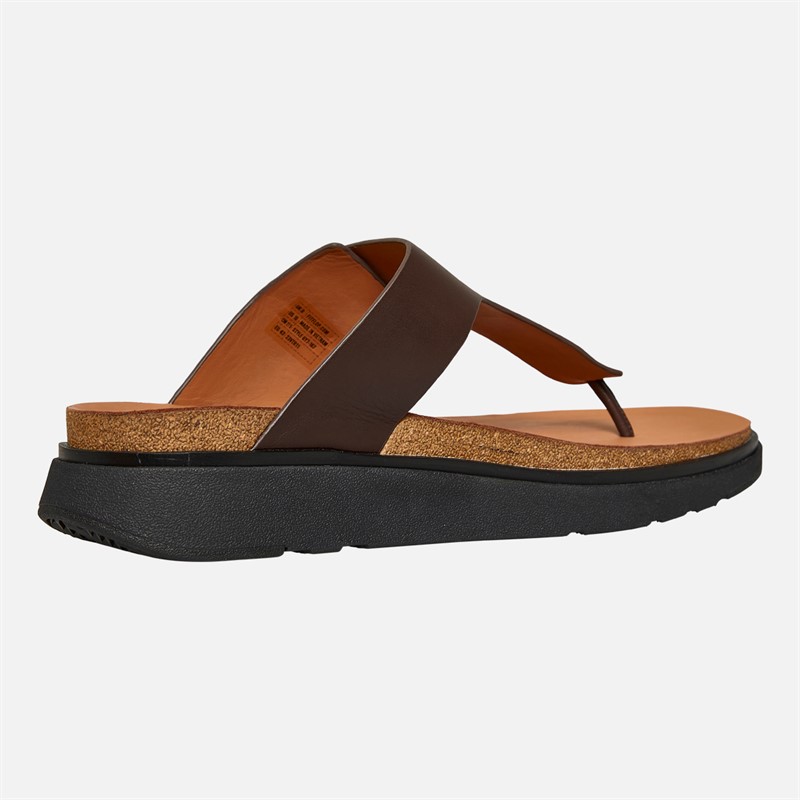 FitFlop Mens Gen-FF Buckle Leather Toe-Post Sandals Chocolate Brown