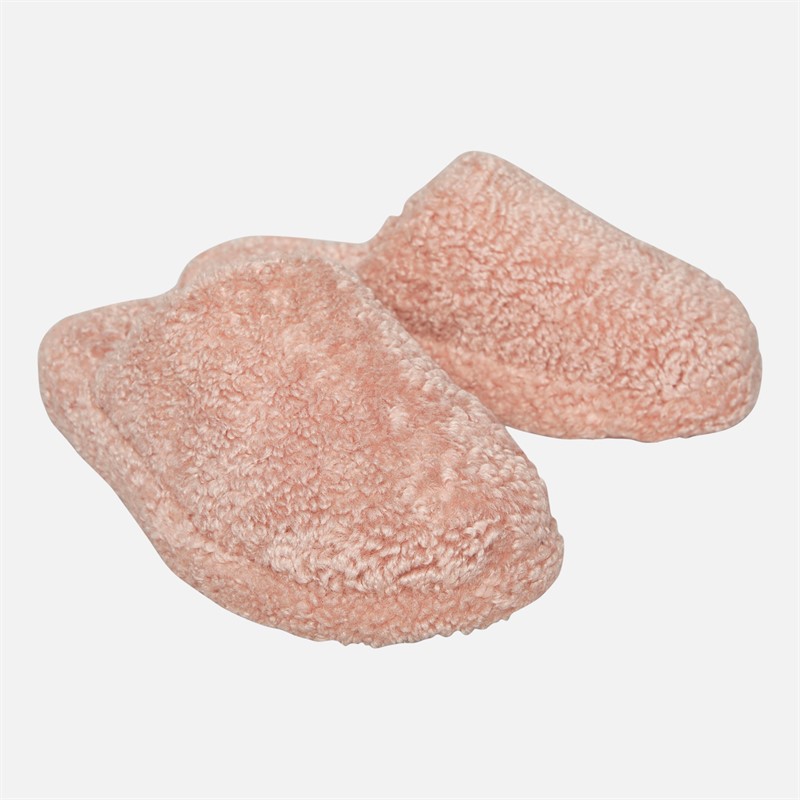 FitFlop Womens Iqushion D-Luxe Padded Teddy Slipper Mules Dusky Pink - Size 4