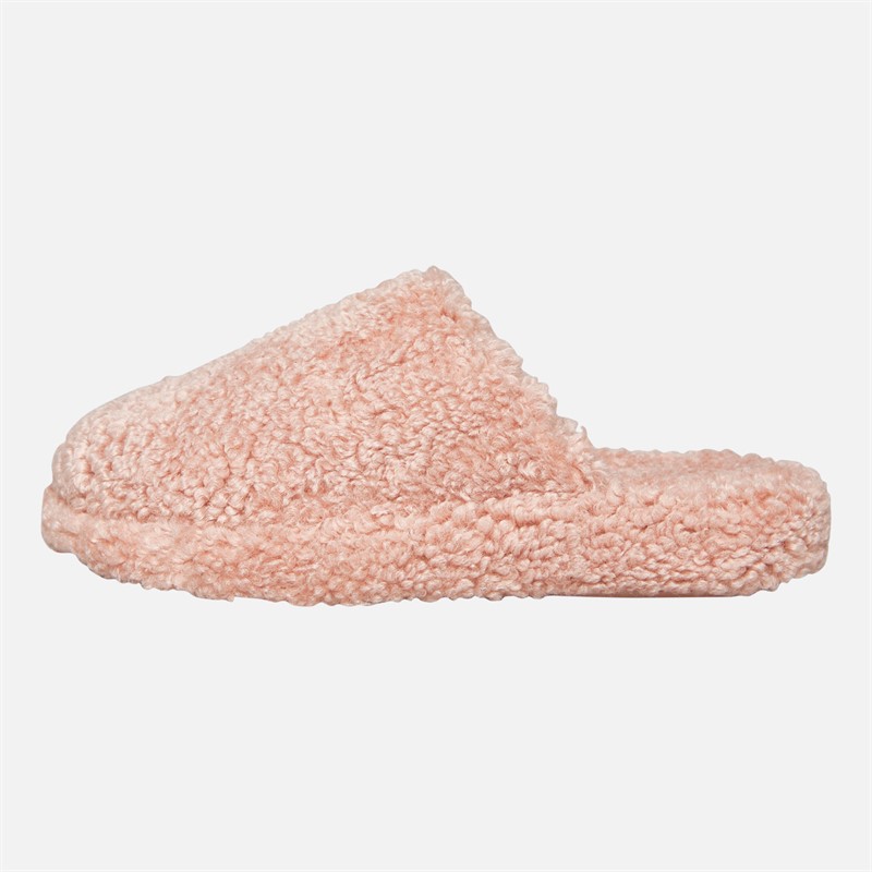 FitFlop Womens Iqushion D-Luxe Padded Teddy Slipper Mules Dusky Pink