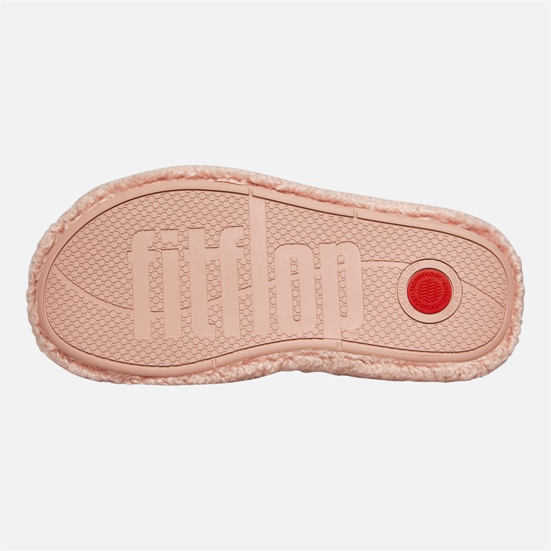 FitFlop Womens Iqushion D-Luxe Padded Teddy Slipper Mules Dusky Pink