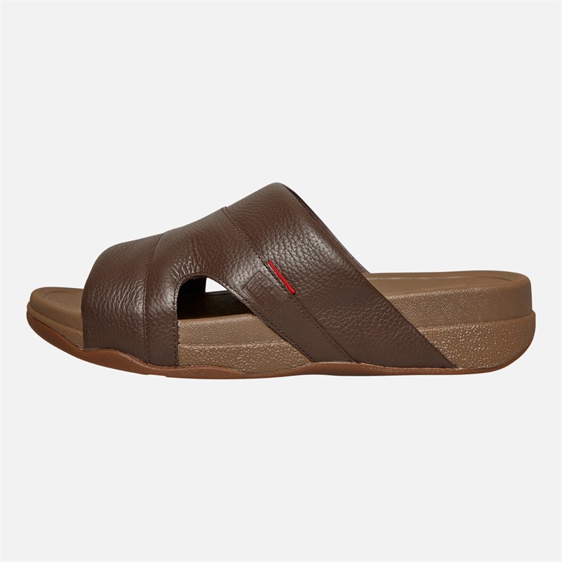 FitFlop Mens Freeway Pool Sliders Chocolate Brown