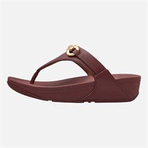 FitFlop Womens Lulu Chunky Snaffle Leather Toe Post Sandals Deep Maroon