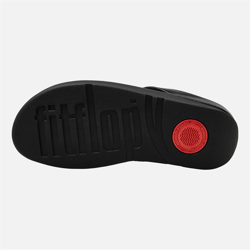 FitFlop Womens Fino Stone Trim Toe Post Sandals Black