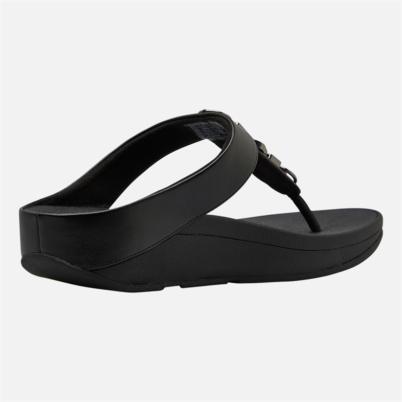 FitFlop Womens Fino Stone Trim Toe Post Sandals Black