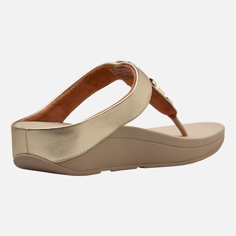 FitFlop Womens Fino Stone Trim Toe Post Sandals Platino