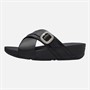 FitFlop Womens Lulu Crystal Buckle Leather Cross Strap Sliders Black