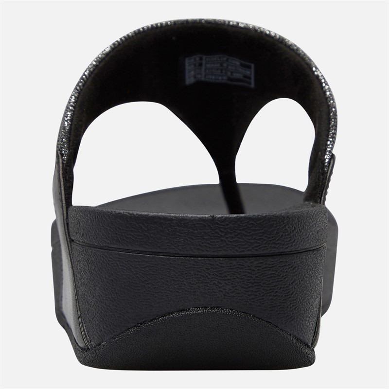 FitFlop Womens Lulu Glitz Toe Post Sandals All Black