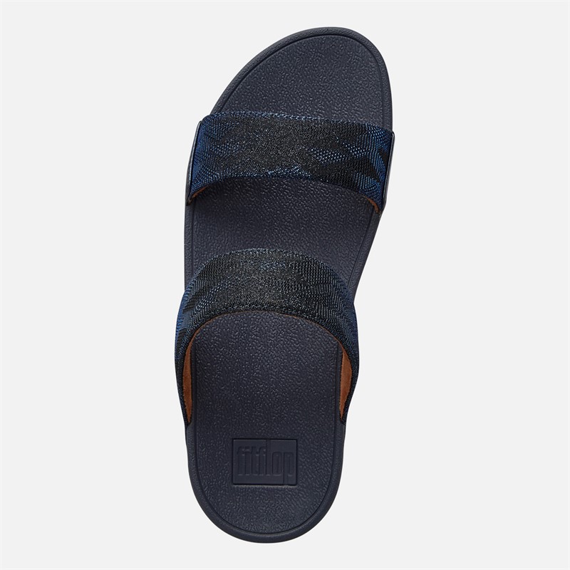 FitFlop Womens Lulu Glitz Sliders Midnight Navy