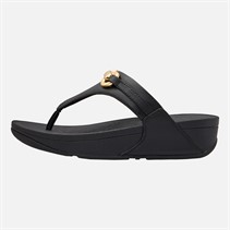 FitFlop Womens Lulu Chunky Snaffle Leather Toe Post Sandals Black